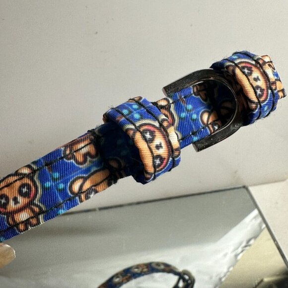 Adorable Handmade Teddy Bear Cat Small Dog Collar Blue Chihuahua Kitty - Picture 7 of 7